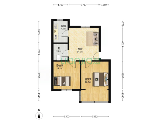 绿杨二村 2室1厅1卫 60平方