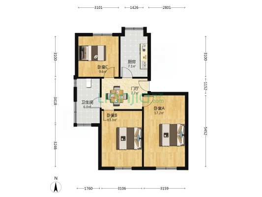 大慈寺路30号 3室0厅1卫 69平方