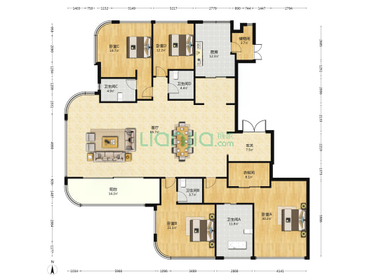 建杭江与河 4室1厅4卫 316平方