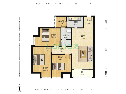 半岛佳园C区 3室1厅1卫 96平方