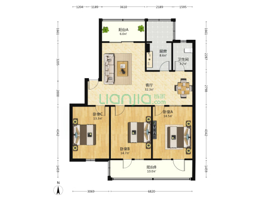 新源巷7号 3室1厅1卫 109平方