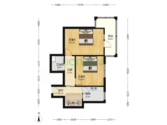 台儿庄路（和平区） 2室1厅1卫 69平方