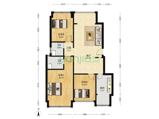 银河奥特莱斯 3室1厅2卫 99平方