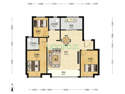 博屿海(博御园) 3室1厅2卫 111平方