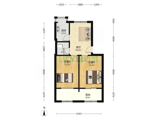 庆丰街38号院 2室1厅1卫 56平方