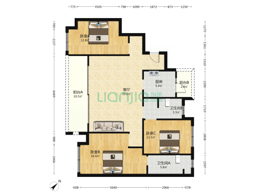 华润置地江城九里 3室1厅2卫 119平方