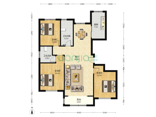 油坊台子安置楼小区 3室1厅2卫 138平方