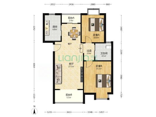 东坡国际花园 2室1厅1卫 91平方
