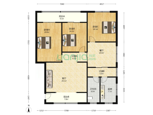 成都农商银行家属院 3室2厅1卫 152平方
