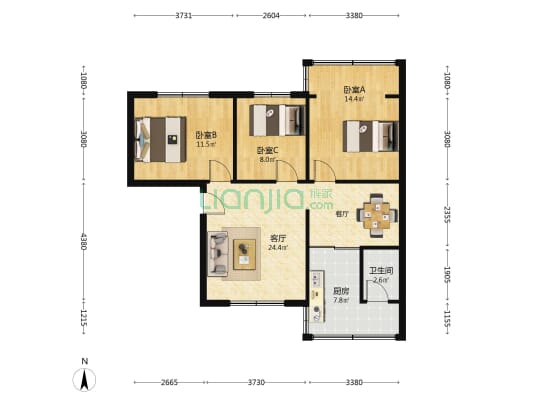 紫瑞街一巷34号 3室1厅1卫 81平方
