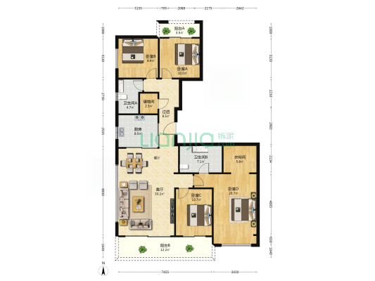 万科·山河道二期 4室1厅2卫 181平方
