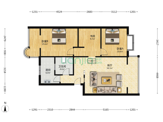 方业翠苑 3室1厅1卫 99平方