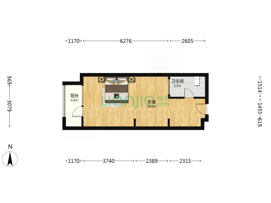 万利国际 1室0厅1卫 54平方