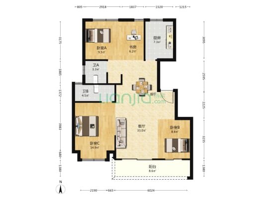 春和锦庐 4室1厅2卫 116平方