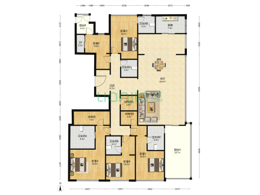 凤起潮鸣府 5室1厅6卫 318平方