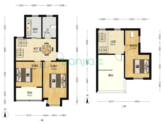 尹东九村（B区） 2室1厅1卫 89平方