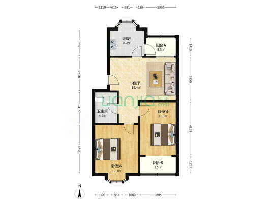 蓝苑小区南区 2室1厅1卫 71平方