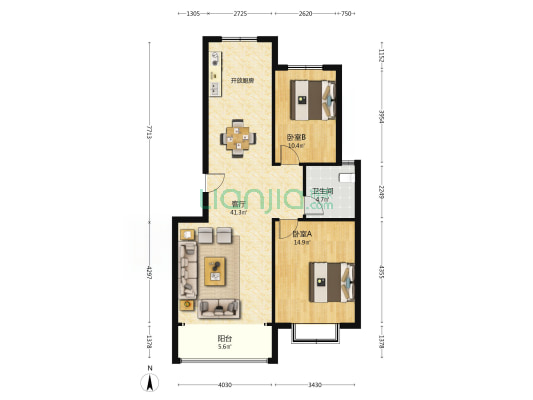 和合嘉苑 2室1厅1卫 96平方