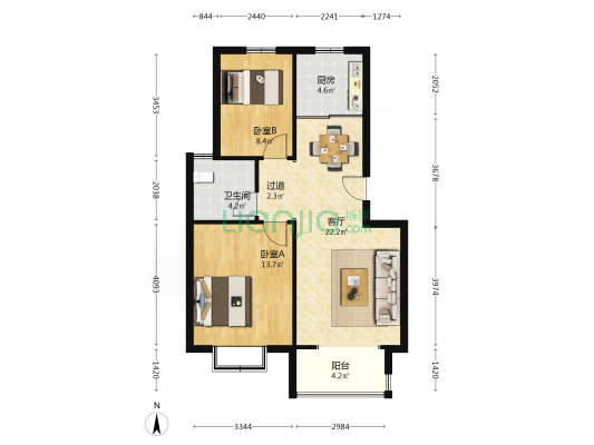 锦绣御园 2室1厅1卫 71平方