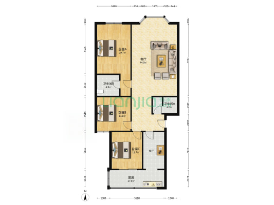 桂湖东路84号 3室1厅2卫 131平方