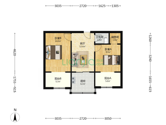 测绘东路29号院 2室1厅1卫 48平方