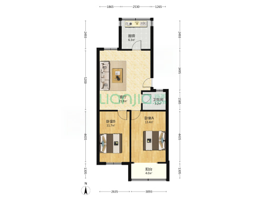 民航小区 2室1厅1卫 74平方
