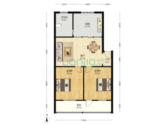 郑和南路37号 2室1厅1卫 103平方