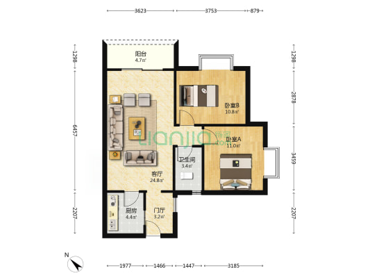 兴云雅筑 2室1厅1卫 84平方