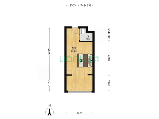 万达广场 1室0厅1卫 39平方