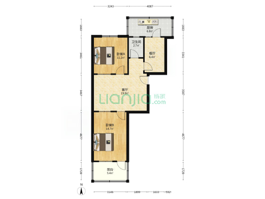 东西丹凤街 2室2厅1卫 75平方