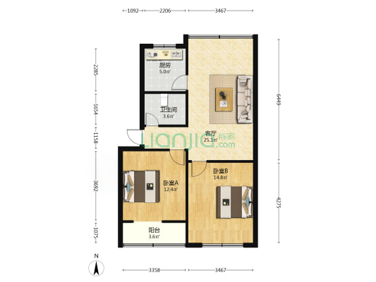 蜀州中路359号院 2室1厅1卫 64平方