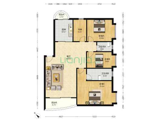 华翠楼 4室1厅2卫 131平方