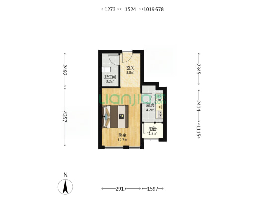 棠湖华府公园 1室0厅1卫 30平方