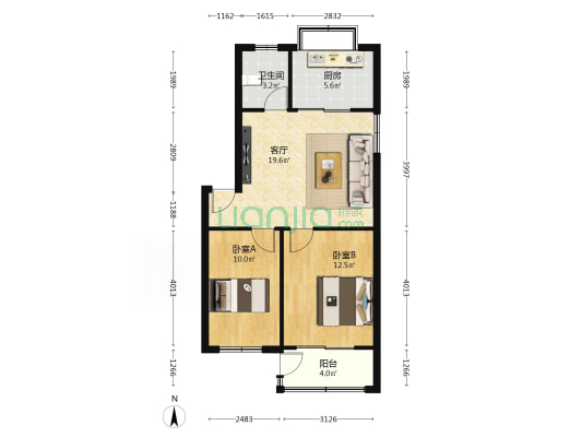 西安市污水处理厂邓家村家属院 2室1厅1卫 69平方