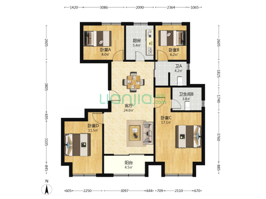 太仓依云水岸 4室1厅2卫 112平方