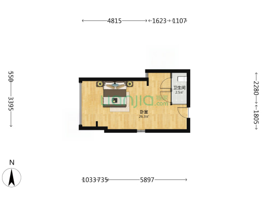 城市博尔曼酒店公寓 1室0厅1卫 42平方