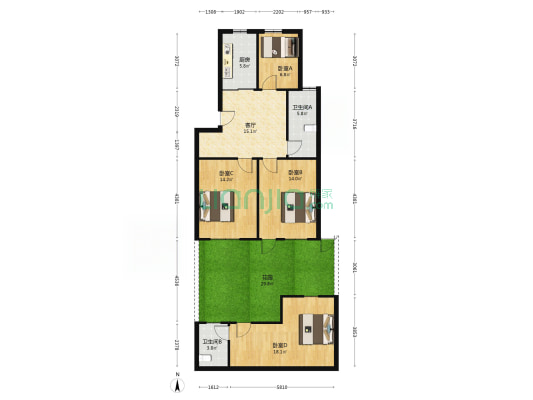 胥苑新村 4室1厅2卫 78平方
