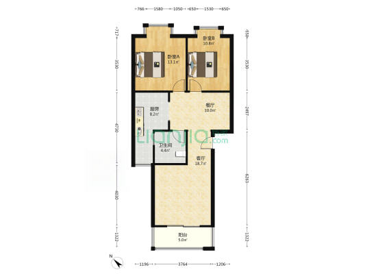 健生翡翠港 2室2厅1卫 81平方