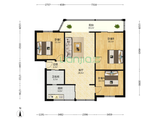 安仁东街38号 3室1厅1卫 98平方