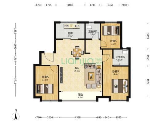 博屿海(博御园) 3室1厅2卫 111平方