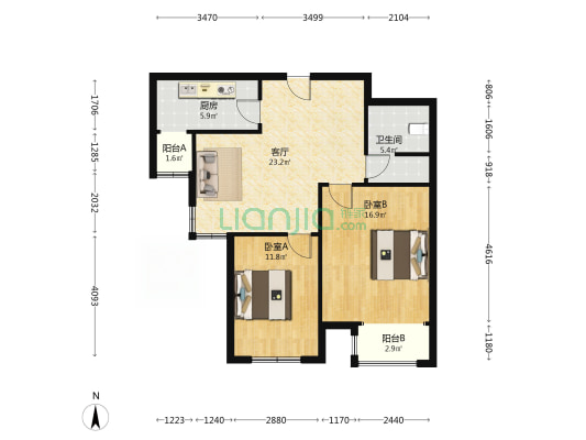 泰安盛世郡 2室1厅1卫 96平方