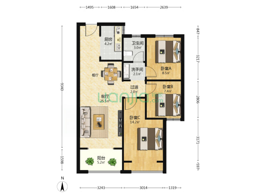 华瑞紫韵天园 3室1厅2卫 101平方
