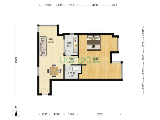 建业LA VIE半英里 1室1厅1卫 81平方
