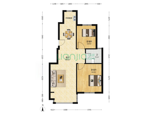 兴东花苑 2室1厅1卫 100平方