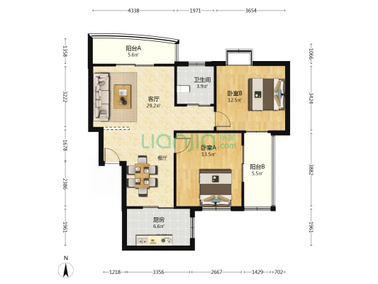 永利公寓 2室1厅1卫 92平方