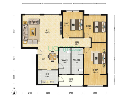 东街三巷26号 3室1厅2卫 150平方