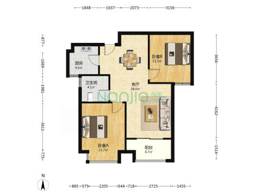 城西桥家园B组团 2室1厅1卫 90平方