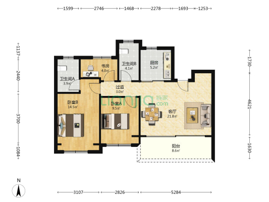 中南春风南岸 3室1厅2卫 103平方