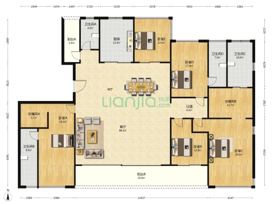 绿城招商·桂语雲峯 5室1厅4卫 319平方
