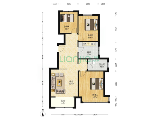 海信泮山 3室1厅1卫 111平方